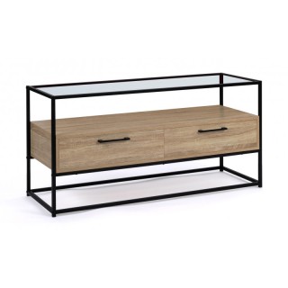 Μεταλλικό Έπιπλο Τηλεόρασης με 2 Ξύλινα Ντουλάπια και Γυάλινη Επιφά... Μεταλλικό Έπιπλο Τηλεόρασης με 2 Ξύλινα Ντουλάπια και Γυάλινη Επιφά...