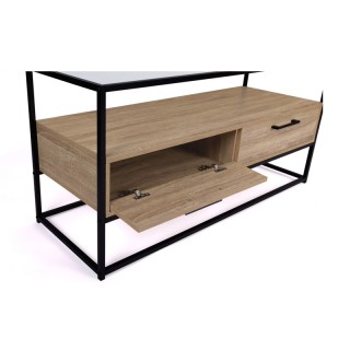 Μεταλλικό Έπιπλο Τηλεόρασης με 2 Ξύλινα Ντουλάπια και Γυάλινη Επιφά... Μεταλλικό Έπιπλο Τηλεόρασης με 2 Ξύλινα Ντουλάπια και Γυάλινη Επιφά...