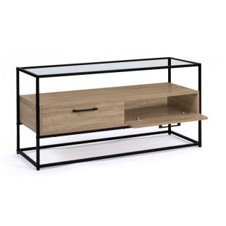 Μεταλλικό Έπιπλο Τηλεόρασης με 2 Ξύλινα Ντουλάπια και Γυάλινη Επιφά... Μεταλλικό Έπιπλο Τηλεόρασης με 2 Ξύλινα Ντουλάπια και Γυάλινη Επιφά...
