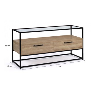 Μεταλλικό Έπιπλο Τηλεόρασης με 2 Ξύλινα Ντουλάπια και Γυάλινη Επιφά... Μεταλλικό Έπιπλο Τηλεόρασης με 2 Ξύλινα Ντουλάπια και Γυάλινη Επιφά...