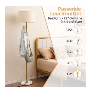 Μεταλλικό Φωτιστικό Δαπέδου με 5 Γάντζους E27 40 W 29 x 166.5 cm Co...