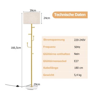 Μεταλλικό Φωτιστικό Δαπέδου με 5 Γάντζους E27 40 W 29 x 166.5 cm Co... Μεταλλικό Φωτιστικό Δαπέδου με 5 Γάντζους E27 40 W 29 x 166.5 cm Co...