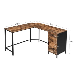 Μεταλλικό Γωνιακό Γραφείο με 1 Ντουλάπι και 1 Συρτάρι 150 x 137 x 7...