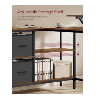 Μεταλλικό Γωνιακό Γραφείο με 2 Συρτάρια 105 x 135 x 89.5 cm VASAGLE...