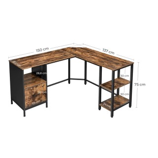 Μεταλλικό Γωνιακό Γραφείο με Θέση για Υπολογιστή 137 x 150 x 75 cm ... Μεταλλικό Γωνιακό Γραφείο με Θέση για Υπολογιστή 137 x 150 x 75 cm ...