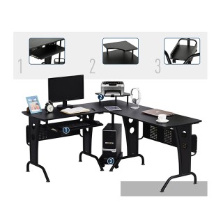 Μεταλλικό Γωνιακό Γραφείο με Θέση για Υπολογιστή 140 x 170 x 86.5 c...