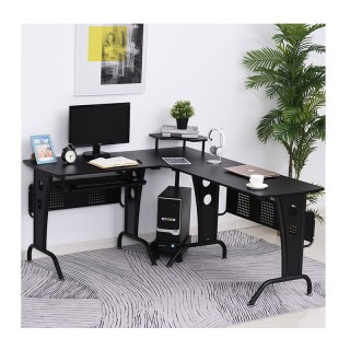 Μεταλλικό Γωνιακό Γραφείο με Θέση για Υπολογιστή 140 x 170 x 86.5 c...