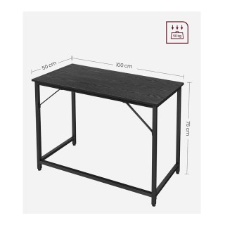 Μεταλλικό Γραφείο 100 x 50 x 75 cm Χρώματος Μαύρο VASAGLE LWD041B56