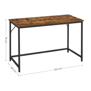 Μεταλλικό Γραφείο 120 x 60 x 75 cm Χρώματος Σκούρο Καφέ VASAGLE LWD...