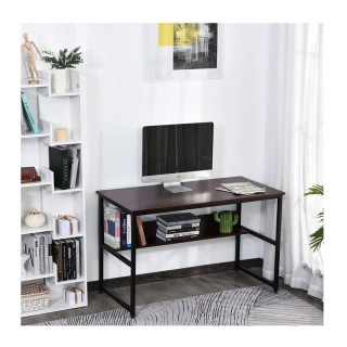 Μεταλλικό Γραφείο με 1 Ράφι Χρώματος Καφέ 120 x 60 x 75 cm HOMCOM 8...