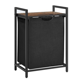 Μεταλλικό Καλάθι Απλύτων με 1 Ράφι 50 x 33 x 72 cm Χρώματος Μαύρο/Σ...