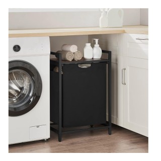 Μεταλλικό Καλάθι Απλύτων με 1 Ράφι 50 x 33 x 72 cm Χρώματος Μαύρο/Σ...