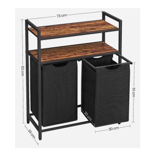 Μεταλλικό Καλάθι Απλύτων με 2 Χώρους και 2 Ράφια 73 x 33 x 92 cm VA...