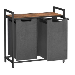 Μεταλλικό Καλάθι Απλύτων με 2 Χώρους και 1 Ράφι 73 x 33 x 72 cm VAS...