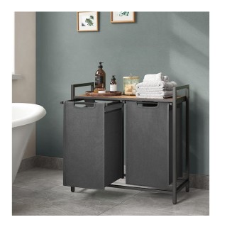 Μεταλλικό Καλάθι Απλύτων με 2 Χώρους και 1 Ράφι 73 x 33 x 72 cm VAS...