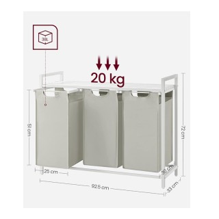 Μεταλλικό Καλάθι Απλύτων με 3 Χώρους και 1 Ράφι 92.5 x 33 x 72 cm Χ... Μεταλλικό Καλάθι Απλύτων με 3 Χώρους και 1 Ράφι 92.5 x 33 x 72 cm Χ...