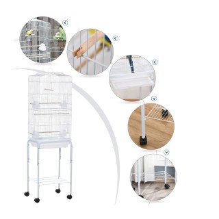 Μεταλλικό Κλουβί Πτηνών 46.5 x 36 x 157 cm PawHut D10-019V01WT Μεταλλικό Κλουβί Πτηνών 46.5 x 36 x 157 cm PawHut D10-019V01WT