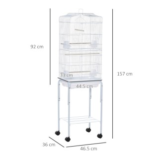 Μεταλλικό Κλουβί Πτηνών 46.5 x 36 x 157 cm PawHut D10-019V01WT Μεταλλικό Κλουβί Πτηνών 46.5 x 36 x 157 cm PawHut D10-019V01WT