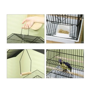 Μεταλλικό Κλουβί Πτηνών 50.5 x 41 x 63 cm PawHut D10-062V01WT Μεταλλικό Κλουβί Πτηνών 50.5 x 41 x 63 cm PawHut D10-062V01WT