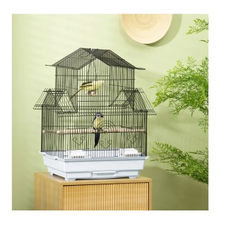 Μεταλλικό Κλουβί Πτηνών 50.5 x 41 x 63 cm PawHut D10-062V01WT Μεταλλικό Κλουβί Πτηνών 50.5 x 41 x 63 cm PawHut D10-062V01WT