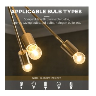 Μεταλλικό Κρεμαστό Φωτιστικό Οροφής Πολύφωτο Ε27 10 x 25 W HOMCOM B... Μεταλλικό Κρεμαστό Φωτιστικό Οροφής Πολύφωτο Ε27 10 x 25 W HOMCOM B...