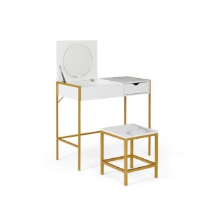 Μεταλλικό Μπουντουάρ με Πτυσσόμενο Καθρέπτη και Σκαμπό 83 x 39.5 x ... Μεταλλικό Μπουντουάρ με Πτυσσόμενο Καθρέπτη και Σκαμπό 83 x 39.5 x ...