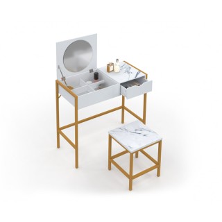 Μεταλλικό Μπουντουάρ με Πτυσσόμενο Καθρέπτη και Σκαμπό 83 x 39.5 x ... Μεταλλικό Μπουντουάρ με Πτυσσόμενο Καθρέπτη και Σκαμπό 83 x 39.5 x ...