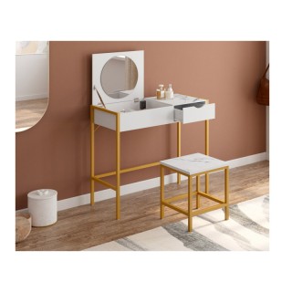 Μεταλλικό Μπουντουάρ με Πτυσσόμενο Καθρέπτη και Σκαμπό 83 x 39.5 x ... Μεταλλικό Μπουντουάρ με Πτυσσόμενο Καθρέπτη και Σκαμπό 83 x 39.5 x ...