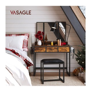 Μεταλλικό Μπουντουάρ με Πτυσσόμενο Καθρέπτη και Σκαμπό 90 x 40 x 14...