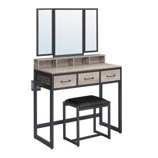 Μεταλλικό Μπουντουάρ με Πτυσσόμενο Καθρέπτη και Σκαμπό 90 x 40 x 14...