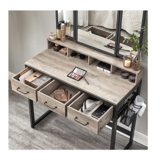 Μεταλλικό Μπουντουάρ με Πτυσσόμενο Καθρέπτη και Σκαμπό 90 x 40 x 14...