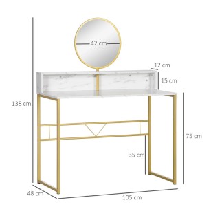 Μεταλλικό Μπουντουάρ με Στρόγγυλο Καθρέπτη 105 x 48 x 138 cm HOMCOM... Μεταλλικό Μπουντουάρ με Στρόγγυλο Καθρέπτη 105 x 48 x 138 cm HOMCOM...