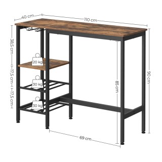 Μεταλλικό Ορθογώνιο Τραπέζι - Bar με 3 Ράφια 110 x 40 x 90 cm VASAG... Μεταλλικό Ορθογώνιο Τραπέζι - Bar με 3 Ράφια 110 x 40 x 90 cm VASAG...
