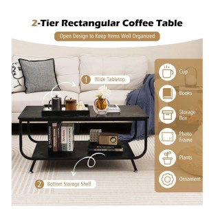 Μεταλλικό Ορθογώνιο Τραπέζι Σαλονιού με Εφέ Μαρμάρου 105 x 55 x 46....