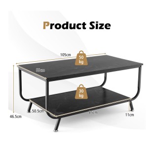 Μεταλλικό Ορθογώνιο Τραπέζι Σαλονιού με Εφέ Μαρμάρου 105 x 55 x 46.... Μεταλλικό Ορθογώνιο Τραπέζι Σαλονιού με Εφέ Μαρμάρου 105 x 55 x 46....