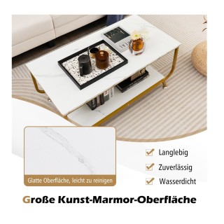 Μεταλλικό Ορθογώνιο Τραπέζι Σαλονιού με Εφέ Μαρμάρου 105 x 55 x 46....