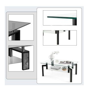 Μεταλλικό Ορθογώνιο Τραπέζι Σαλονιού με Γυάλινη Επιφάνεια 100 x 60 ... Μεταλλικό Ορθογώνιο Τραπέζι Σαλονιού με Γυάλινη Επιφάνεια 100 x 60 ...