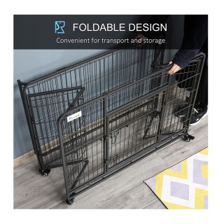 Μεταλλικό Πτυσσόμενο Κλουβί Μεταφοράς Σκύλου με Ρόδες 109.5 x 71 x ... Μεταλλικό Πτυσσόμενο Κλουβί Μεταφοράς Σκύλου με Ρόδες 109.5 x 71 x ...