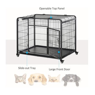 Μεταλλικό Πτυσσόμενο Κλουβί Μεταφοράς Σκύλου με Ρόδες 109.5 x 71 x ...