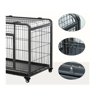 Μεταλλικό Πτυσσόμενο Κλουβί Μεταφοράς Σκύλου με Ρόδες 125 x 76 x 81... Μεταλλικό Πτυσσόμενο Κλουβί Μεταφοράς Σκύλου με Ρόδες 125 x 76 x 81...