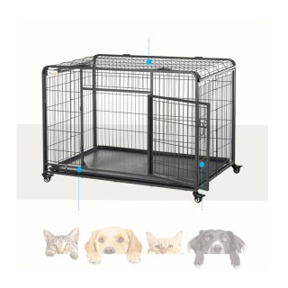 Μεταλλικό Πτυσσόμενο Κλουβί Μεταφοράς Σκύλου με Ρόδες 125 x 76 x 81...
