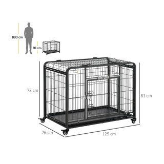 Μεταλλικό Πτυσσόμενο Κλουβί Μεταφοράς Σκύλου με Ρόδες 125 x 76 x 81... Μεταλλικό Πτυσσόμενο Κλουβί Μεταφοράς Σκύλου με Ρόδες 125 x 76 x 81...