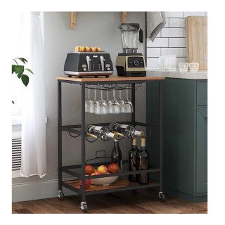 Μεταλλικό Τρόλεϊ Μπαρ 60 x 40 x 75 cm VASAGLE LRC087B01 Μεταλλικό Τρόλεϊ Μπαρ 60 x 40 x 75 cm VASAGLE LRC087B01