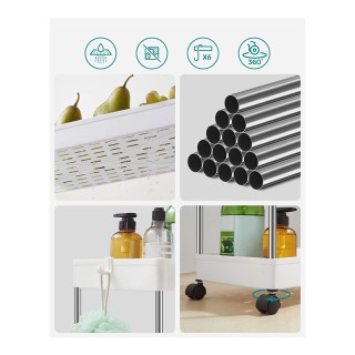 Μεταλλικό Τρόλεϊ με 3 Ράφια 40 x 22 x 60 cm Χρώματος Λευκό Songmics... Μεταλλικό Τρόλεϊ με 3 Ράφια 40 x 22 x 60 cm Χρώματος Λευκό Songmics...