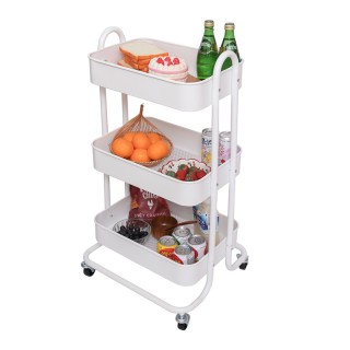 Μεταλλικό Τρόλεϊ Κουζίνας με 3 Ράφια 46 x 40 x 84 cm Χρώματος Λευκό... Μεταλλικό Τρόλεϊ Κουζίνας με 3 Ράφια 46 x 40 x 84 cm Χρώματος Λευκό...