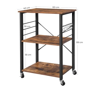 Μεταλλικό Τρόλεϊ Κουζίνας με 3 Ράφια 60 x 40 x 89 cm VASAGLE KKS60XV1 Μεταλλικό Τρόλεϊ Κουζίνας με 3 Ράφια 60 x 40 x 89 cm VASAGLE KKS60XV1