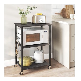 Μεταλλικό Τρόλεϊ Κουζίνας με 3 Ράφια 60 x 40 x 89 cm Χρώματος Μαύρο...