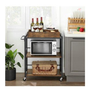 Μεταλλικό Τρόλεϊ Κουζίνας με 3 Ράφια και Αφαιρούμενο Ξύλινο Δίσκο 6... Μεταλλικό Τρόλεϊ Κουζίνας με 3 Ράφια και Αφαιρούμενο Ξύλινο Δίσκο 6...