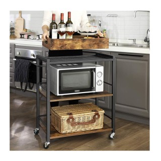 Μεταλλικό Τρόλεϊ Κουζίνας με 3 Ράφια και Αφαιρούμενο Ξύλινο Δίσκο 6... Μεταλλικό Τρόλεϊ Κουζίνας με 3 Ράφια και Αφαιρούμενο Ξύλινο Δίσκο 6...