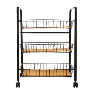 Μεταλλικό Τρόλεϊ Κουζίνας με 3 Ξύλινα Ράφια 52 x 39 x 70 cm 5Five S...